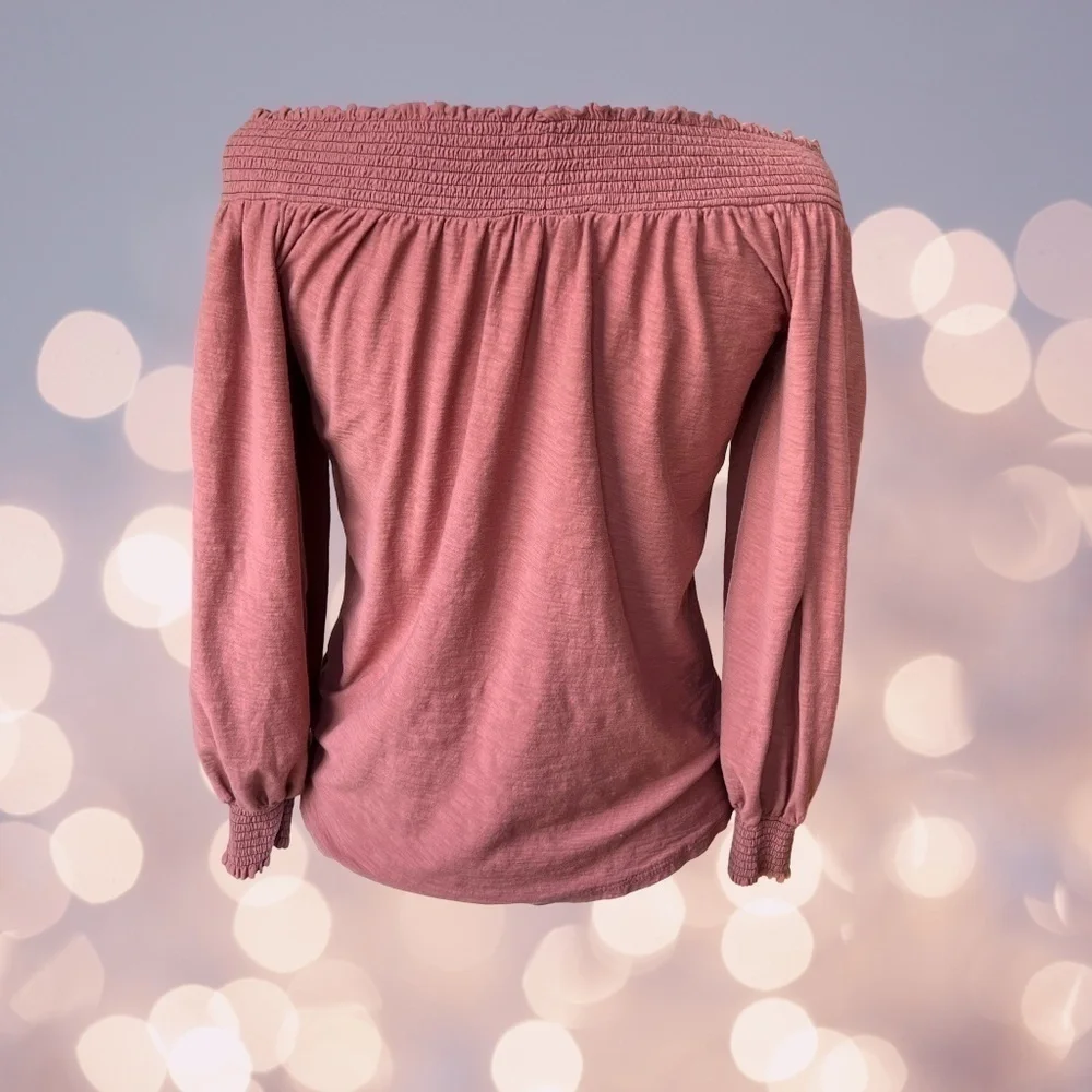Off The Shoulder Smocked Blouse in Rosewater Size XS